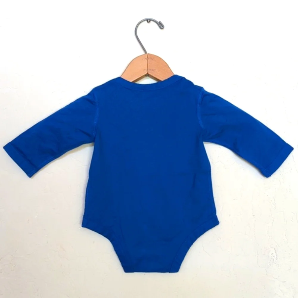 Hanna Andersson Baby Blue Long Sleeve Hedgehog Bodysuit Size 3-6 mos.